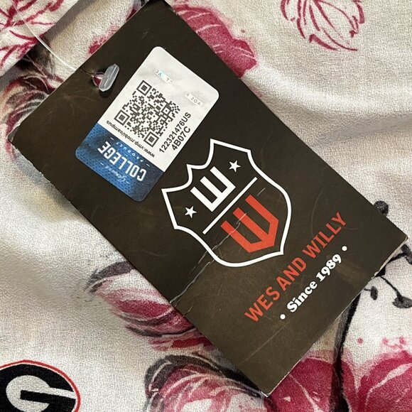 Women's Wes and Willy Button Up Shirt SZ Large Georgia Sports Floral Blouse - Picture 9 of 12